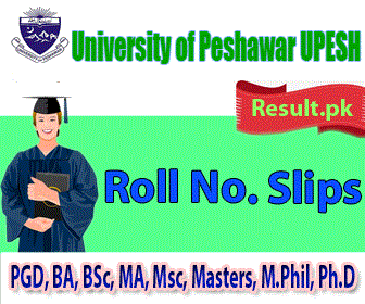 University of Peshawar Roll No Slips 2024 class PGD, BA, BSc, B.Com, MA, Msc, Masters, M.Phil, Ph.D